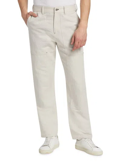 Helmut Lang Men's Cotton & Linen-blend Carpenter Pants In White