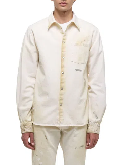 Helmut Lang Off-white Painted Denim Shirt In Beige