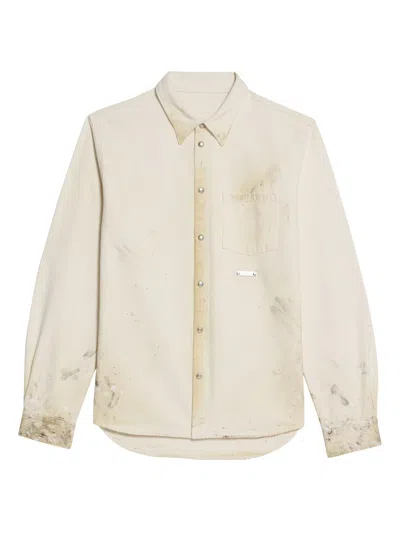 Helmut Lang Men's Cotton Button-front Shirt Jacket In Neutral