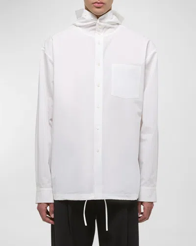 Helmut Lang Men's Cotton Hoodie Shirt In Weiss 1