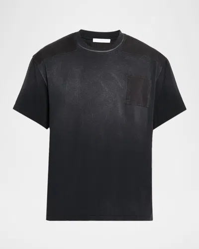 Helmut Lang Men's Cotton Patchwork Crewneck T-shirt In Black