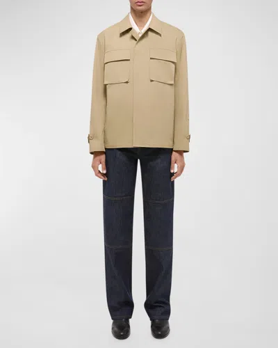 Helmut Lang Men's Cotton Twill Utility Jacket In Khaki