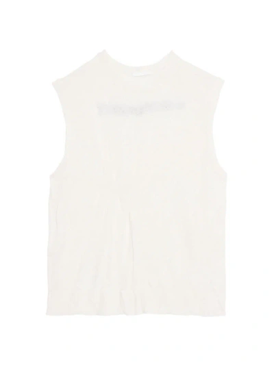 Helmut Lang Sleeveless Crushed Knit Top In Ivory