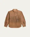 Helmut Lang Men's Curved Stained Denim Sport Shirt In Waxdoilstn
