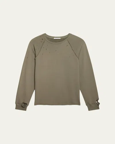 Helmut Lang Men's Destroyed Cotton Crewneck Sweatshirt In Gray