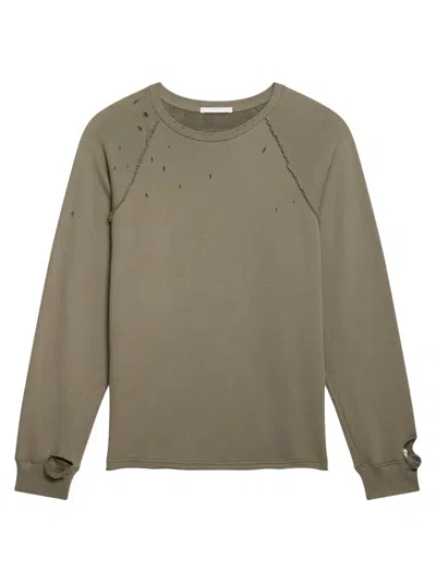 Helmut Lang Distressed Crewneck Sweatshirt In Green