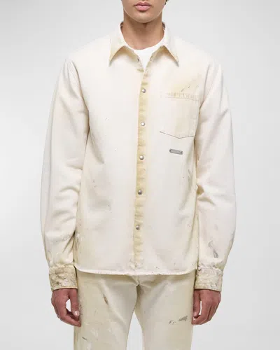 Helmut Lang Off-white Painted Denim Shirt In Beige