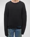Helmut Lang Men's Distressed Cotton Crewneck Sweater In Black