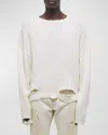 Helmut Lang Men's Distressed Crew Sweater In Ivory