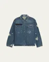 Helmut Lang Distressed Denim Jacket In Blue