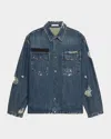 Helmut Lang Distressed Denim Jacket In Blue