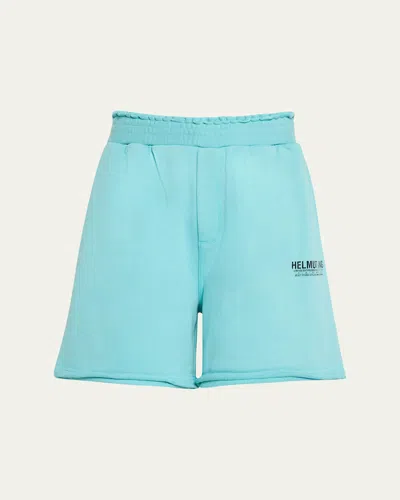 Helmut Lang Men's Distressed Terry Shorts In Teal