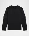 Helmut Lang Men's Double-layer Waffle Sleeve T-shirt In Black