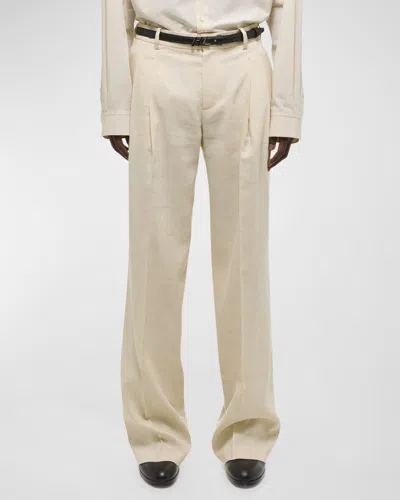 Helmut Lang Men's Double-pleated Pants In Summer Sand