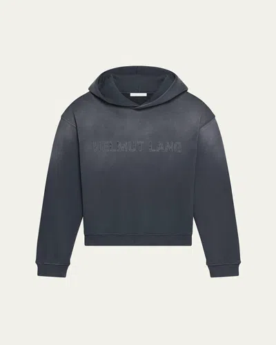 Helmut Lang Men's Faded Logo Print Hoodie In Blue