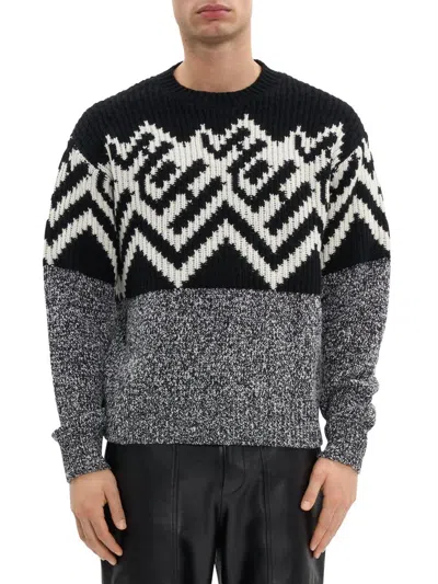 Helmut Lang Zephir Oversize Fair Isle Wool Blend Crewneck Sweater In Animal Print