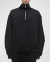 HELMUT LANG MEN'S FUNNEL-NECK ZIP-FRONT COTTON SWEATSHIRT