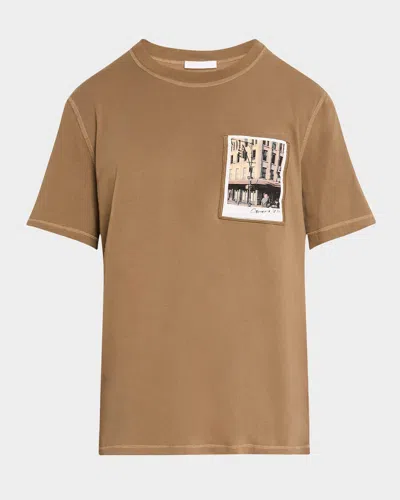 Helmut Lang Men's Greenwich Postcard T-shirt In Brwnstn