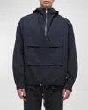 Helmut Lang Men's Half-zip Hooded Pullover In Navy