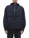 Helmut Lang Men's Half-zip Hooded Pullover In Navy