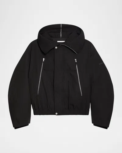 Helmut Lang Relaxed Fit Hooded Bomber Jacket In Black