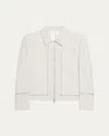 Helmut Lang Men's Ladder-stitch Border Zip Jacket In White