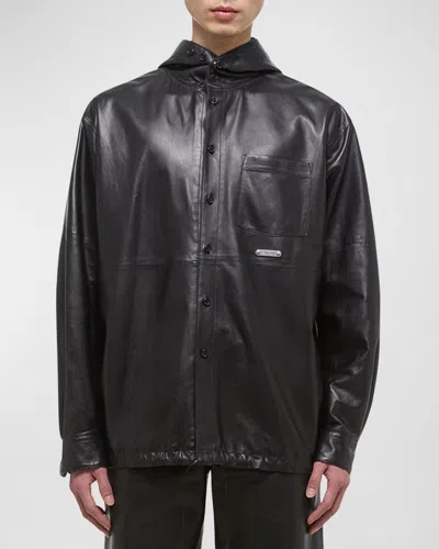 Helmut Lang Black Hooded Leather Jacket