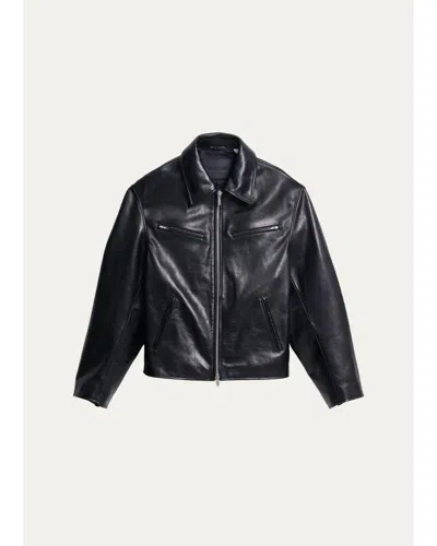 Helmut Lang Men's Leather Moto Jacket In 001-black