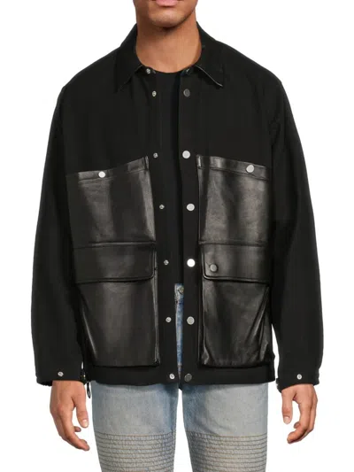 Helmut Lang Men's Leather-trim Stretch-cotton Hunting Jacket In Black