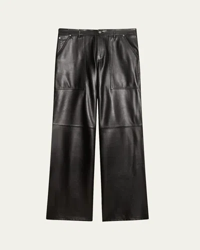 HELMUT LANG MEN'S LEATHER UTLITY PANTS