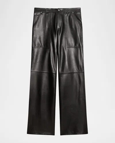 Helmut Lang Men's Leather Utlity Pants In Black