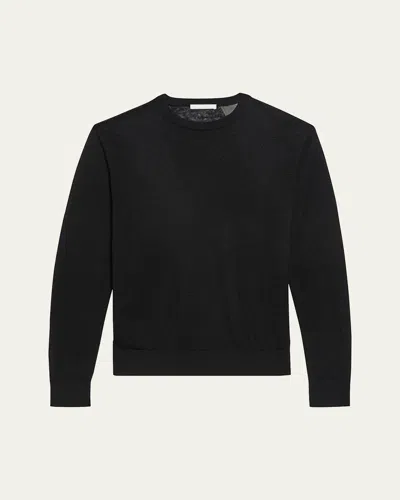Helmut Lang Men's Linen Logo Long-sleeve Top In Black