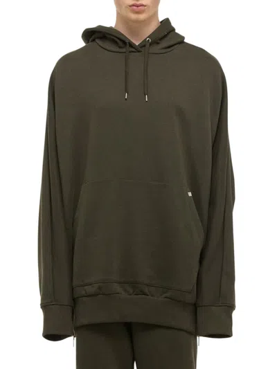 Helmut Lang Men's Mega Logo Zip-accented Oversized Hoodie In Green