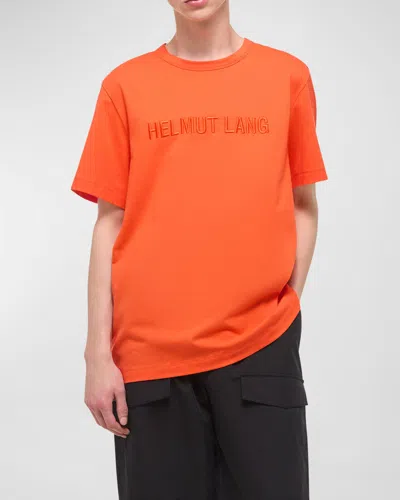 Helmut Lang Men's Logo Oversized Short-sleeve T-shirt In Safety Orange