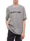 Helmut Lang Men's Check T-shirt With Embroidered Logo In Black Multi