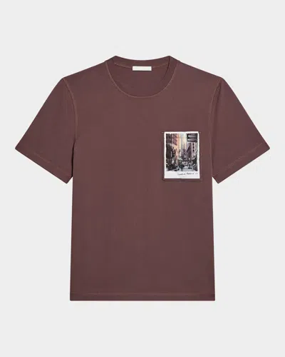 Helmut Lang Short Sleeve Pocket Postcard Tee In Brick