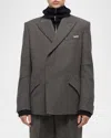 HELMUT LANG MEN'S MELANGE WOOL ASYMMETRIC BLAZER