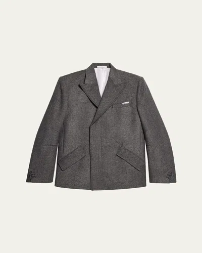 Helmut Lang Men's Melange Wool Asymmetric Blazer In Grey Melange - Q91