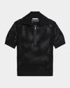 Helmut Lang Short Sleeve Mesh Quarter-zip Sweater In Black