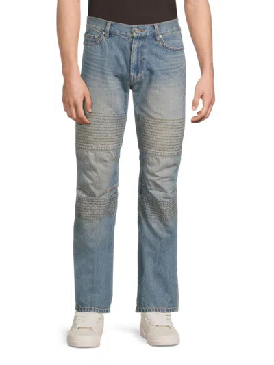 Helmut Lang Men's Moto-worker Distressed Jeans In Tinted Mid