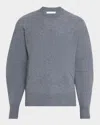 Helmut Lang Men's Pintuck Seam Boiled Wool Crewneck Sweater In Gray