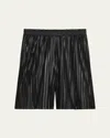 Helmut Lang Pleated Leather Shorts In Black