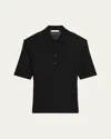 Helmut Lang Ribbed-knit Polo Shirt In Black
