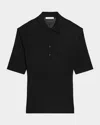 Helmut Lang Ribbed-knit Polo Shirt In Black
