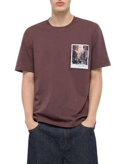 Helmut Lang Men's Postcard Cotton Crewneck T-shirt In Brown