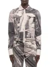 Helmut Lang Full Zip Trucker Jacket In Black Multi