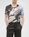 Helmut Lang Abstract-print Cotton T-shirt In Silver Car Print