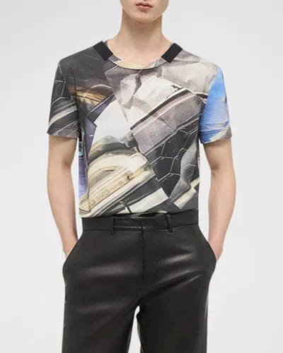 Helmut Lang Men's Printed T-shirt In Silver Car Print