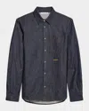 Helmut Lang Curved Sleeve Button-up Denim Shirt In Raw Indgo