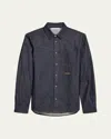 Helmut Lang Curved Sleeve Button-up Denim Shirt In Raw Indgo